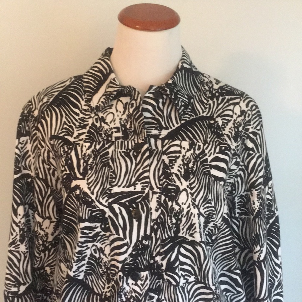 Zebra Print Button Up Jacket - image 3